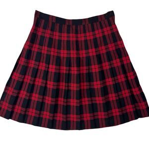 Vintage 90s Christy Girl Red Plaid Skirt Pleated Buffalo Check 30W Medium USA